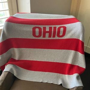 Ohio State knit throw blanket! Gray and Red Rugby stripe!
